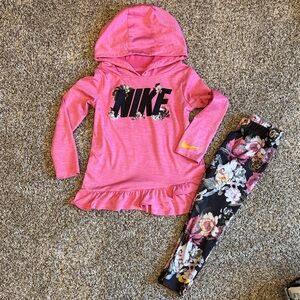 Nike Pink Hoodie and Floral Leggings Set
